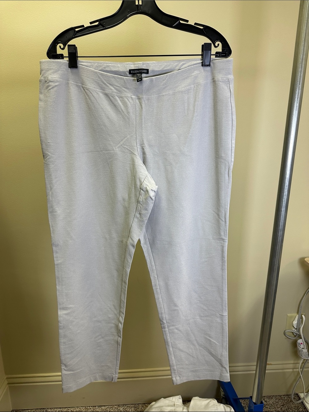 Eileen Fisher Light Gray Straight-Leg Pull-On washable stretch crepe slim pants